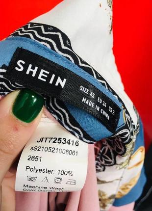 Shein блузка с поясом и вставками с принтом цепочек10 фото