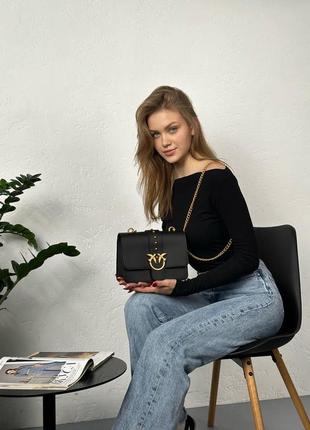 Сумка женская черная стильная pinko classic love bag icon simply черная с золотой цепочкой2 фото