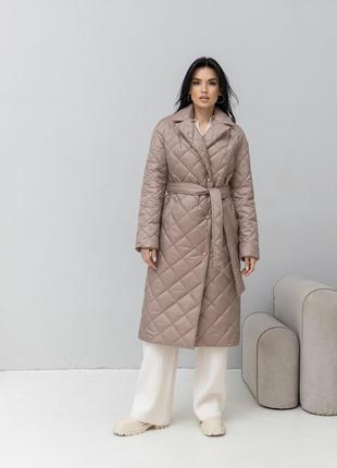 Демісезонний жіночий стьобаний довгий жіночий класичний плащ пальто