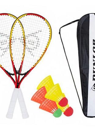 Набір для спідмінтона dunlop racketball set 762091 ракетки, воланчики, чохол)