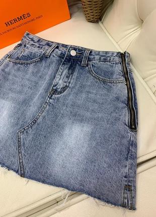 Юбка джинсовая с молнией2 фото
