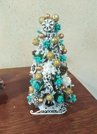 Искусственная елка 25 см "заснеженная", декоративная маленькая настольная елка для новогодней композиции8 фото