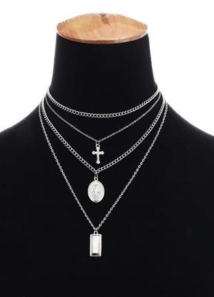 Украшение из 4 цепочек крестики иконка