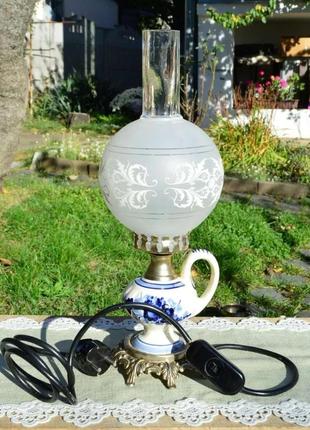 Антикварна старовинна настільна лампа світильник торшер2 фото