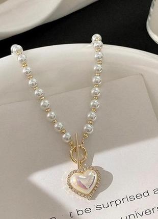 Элегантное ожерелье с жемчужными бусинками1 фото