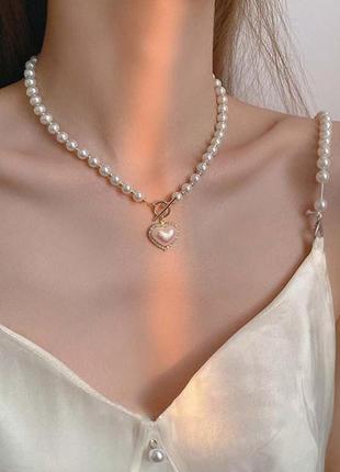 Элегантное ожерелье с жемчужными бусинками2 фото