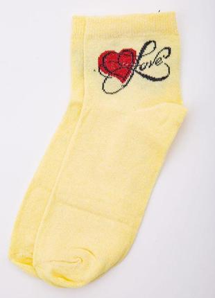 Жіночі шкарпетки, жовто-червоного кольору з принтом, середньої довжини, 167r346