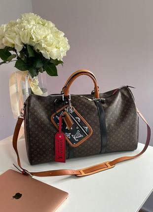 👜 дорожна сумка keepall bandouliere bag limited edition patchwork monogram canvas3 фото