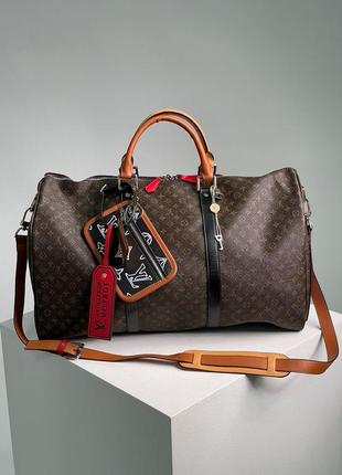 👜 дорожна сумка keepall bandouliere bag limited edition patchwork monogram canvas8 фото