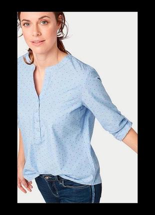Блуза, блузка, рубашка, tom tailor, голубая, коттоновая, натуральная,2 фото