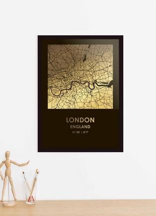 Постер "лондон / london" фольгированный а3, gold-black, gold-black, англійська