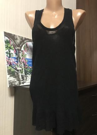 Базовая чёрная майка платьес люрексом туника2 фото