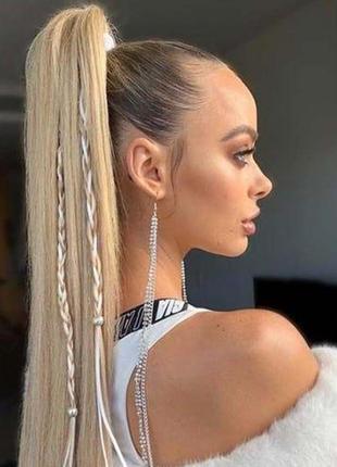 56 см хвост шиньон на резинке накладной на ленте искусственные волосы накладная коса косичка