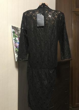 Шикарное кружевное платье чёрное миди4 фото