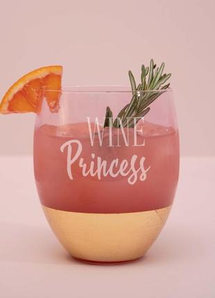 Келих "wine princess" рожевий з золотом, англійська4 фото