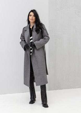 Демисезонное длинное качественное женское пальто с патами, шлицей, пелериной3 фото