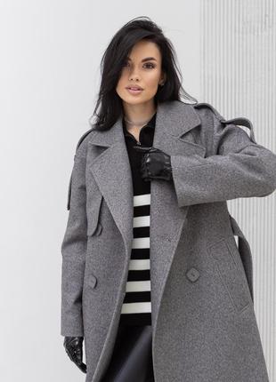 Демисезонное длинное качественное женское пальто с патами, шлицей, пелериной9 фото