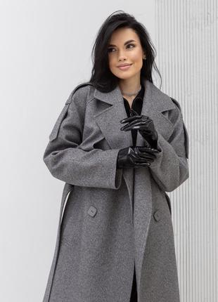 Демисезонное длинное качественное женское пальто с патами, шлицей, пелериной8 фото