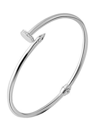 Стильный золотой браслет на руку гвоздь с фианитами женский браслет в стиле картье из белого золота размер 18