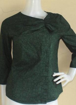 Натуральная хлопковая зелёная блуза cos, блузка, рубашка, ассиметрия,1 фото