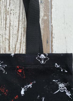 Еко сумка шоппер торба @don.bacon чорна пірати чашка кави латте-арт6 фото