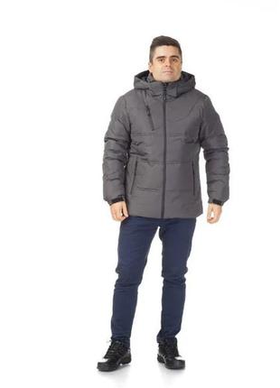 Мужская зимняя куртка пуховик с термоподкладкой, серый3 фото