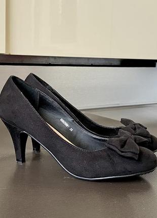 Чёрные туфли с микрофибры, 38, 5-7 см2 фото