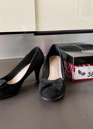 Чёрные туфли с микрофибры, 38, 5-7 см