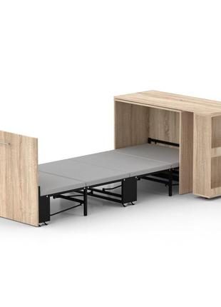 Кровать-трансформер письменный стол тумба комод sirim-c1 дуб сонома мебель смарт 4 в 1 раскладная компактная