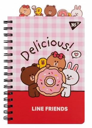 Блокнот a5 на пружине yes line friends delicious 151776