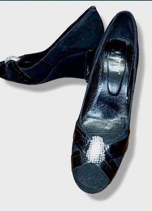 Туфли кожа замш танкетка 25,5-26 см