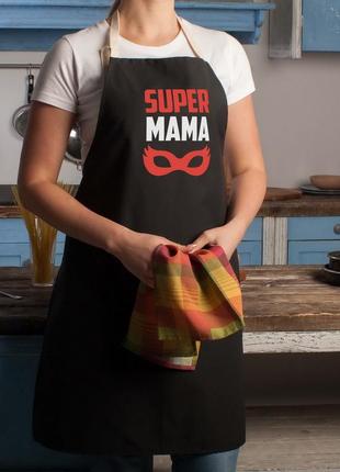 Фартук "super mama", чорний, black2 фото