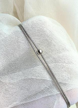 Ювелирный серебряный двойной браслет снейк с шариком 18 см8 фото