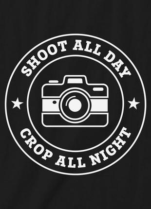 Свитшот "shoot all day, cropp all night" унисекс, чорний, l, black, англійська5 фото