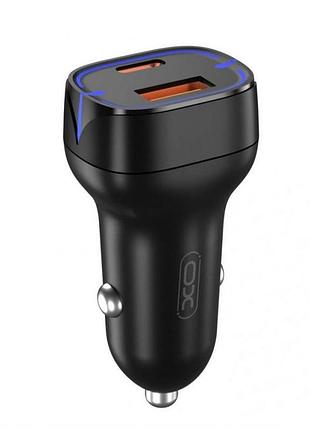 Автомобільний зарядний пристрій (адаптер) xo cc37 pd_3a_20w/qc3.0_3a_20w black
