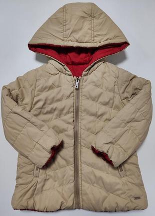 Детская весенняя курточка с капюшоном для девочки двусторонняя бежевая - бордовая mayoral 92 см