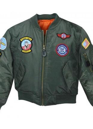 Детская куртка пилота mc allister ma1 flight jacket top gun (оливковый)