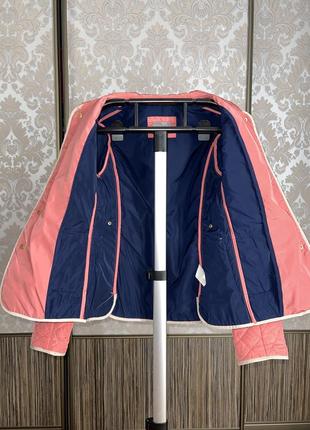Лососевая коралловая короткая стеганная куртка курточка5 фото