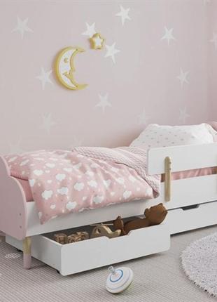 Дитяче ліжко (хмаринка) колір рожевий з бортиком (класика) та ящиками1 фото