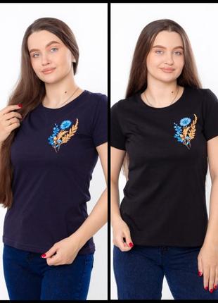 Патриотическая футболка василька, женская футболка украинская символика, патриотическая жеncкая футболка колосок