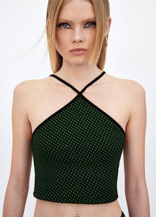 Трикотажный вязаный топ zara top en jacquard - m-l