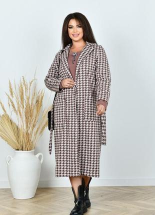 Женское классическое пальто удлиненное из кашемира весна-осень размеры батал6 фото