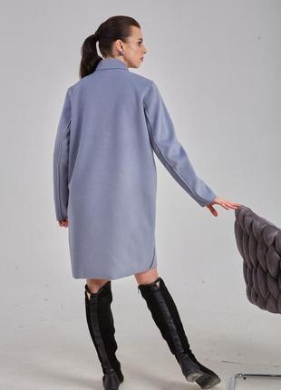 Пальто синее женское прямое демисезонное, размер 403 фото
