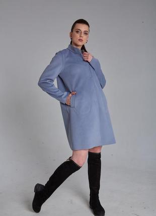 Пальто синее женское прямое демисезонное, размер 406 фото