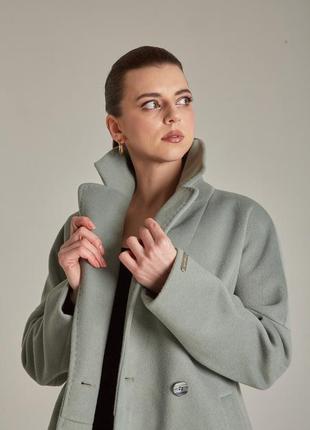 Женское пальто зеленое оверсайз демисезонное, размер 5410 фото