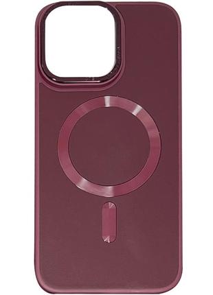 Шкіряний чохол bonbon leather metal style with magsafe для apple iPhone 14 pro max рожевий (6.7")