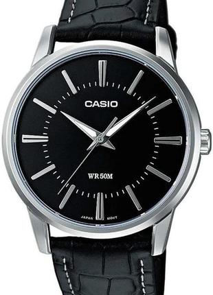 Чоловічий годинник casio mtp-1303pl-1avef, чорний зі сріблястим