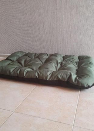 Лежак для собак 63х105см лежанка матрац для великих порід двосторонній колір хакі з чорним5 фото