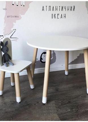 Дитячий круглий стіл і стільчик (зайчик) білий1 фото