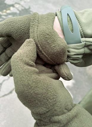 Флісові армійські рукавички олива. одношарові2 фото